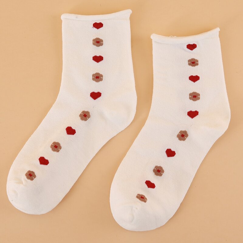 

Heart Crew Socks, White