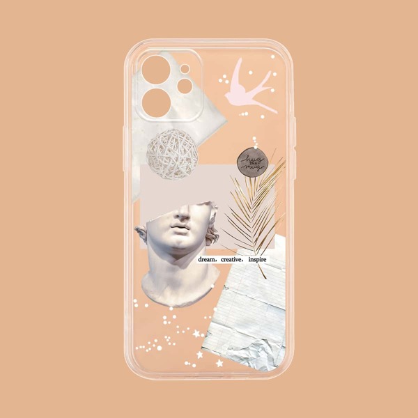 

Sculpture & Bird Pattern Clear Phone Case