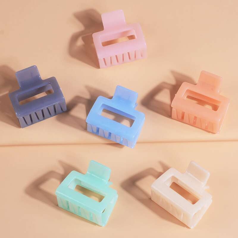 

6pcs Solid Hair Claw, Multicolor