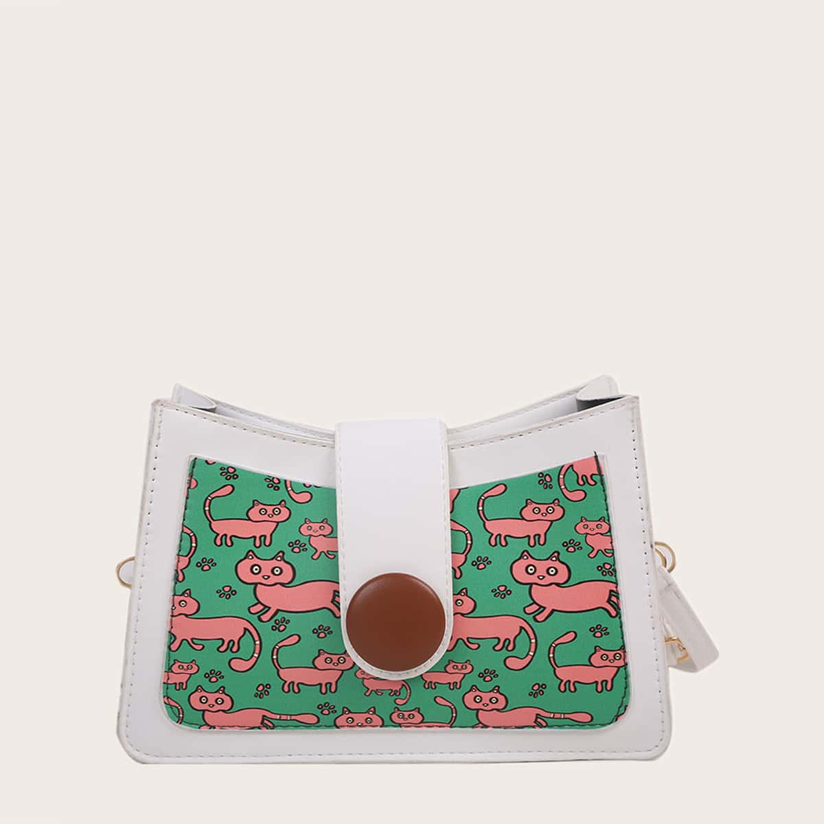 

Cartoon Graphic Shoulder Bag, White