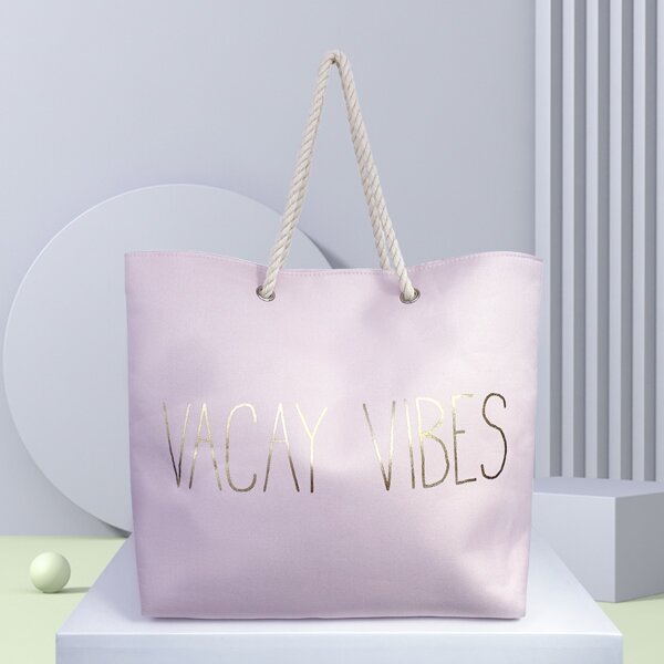 

Slogan Graphic Tote Bag, Pink