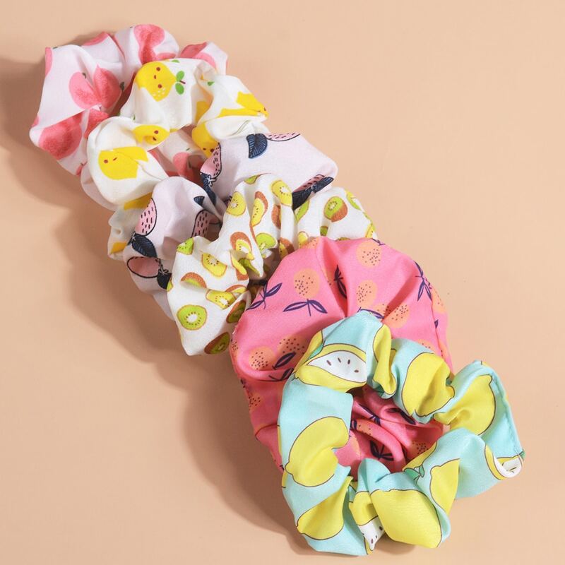 

5pcs Fruit Scrunchie, Multicolor
