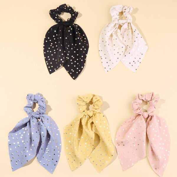 

5pcs Polka Dot Print Hair Tie, Multicolor