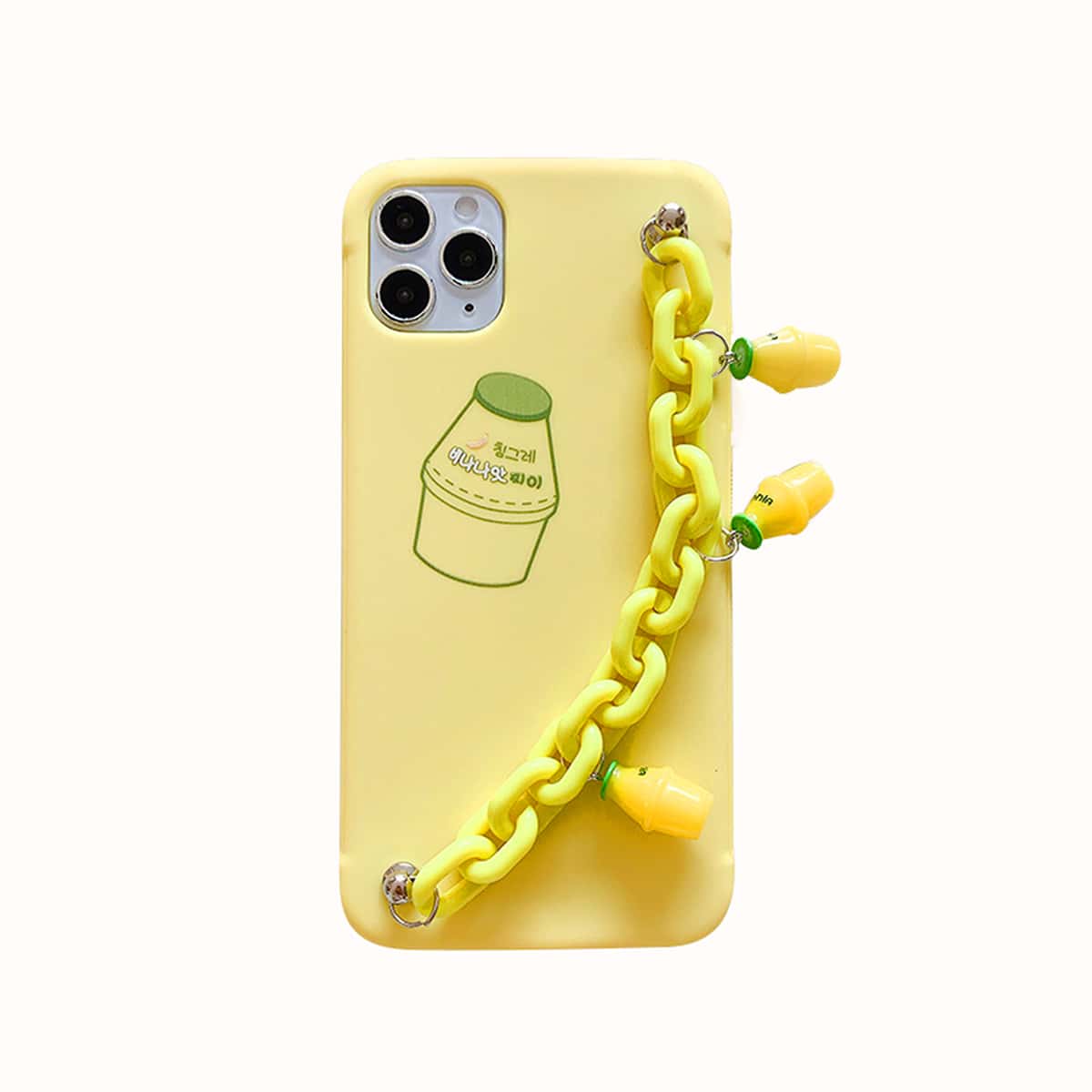 

Cartoon Yakult Design Phone Case With Chain Strap, Yellow