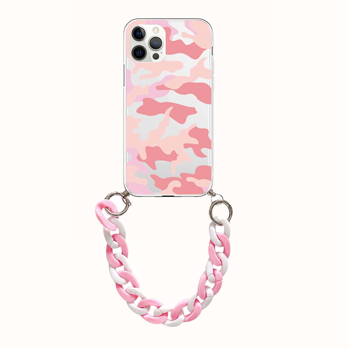 

Camouflage Print Phone Case & Chain Strap, Pink