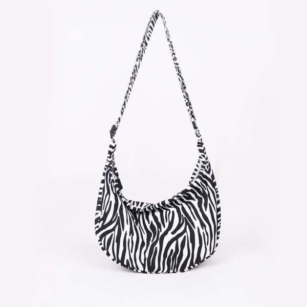 

Zebra Striped Crossbody Bag, Black and white