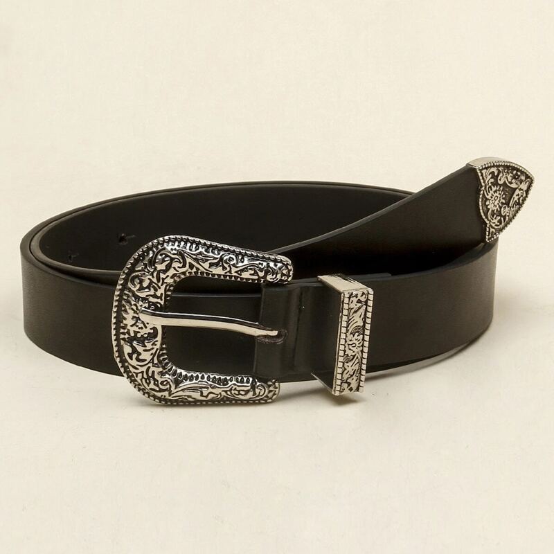 

Floral Buckle Belt, Black