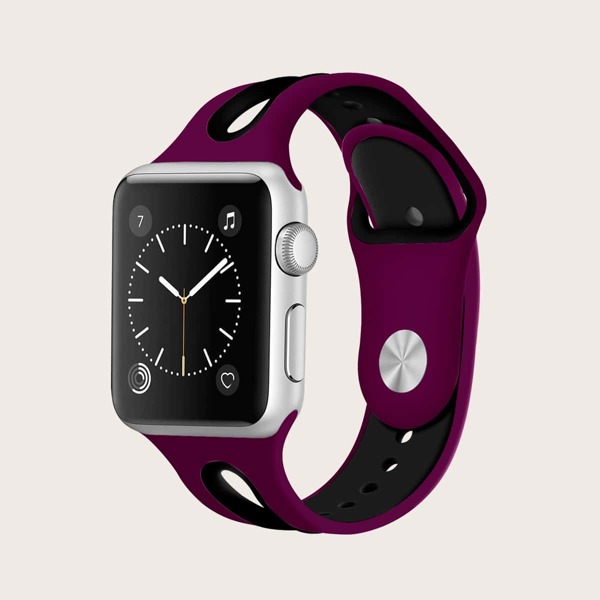 

Color Block Silicone Watchband For iWatch, Purple