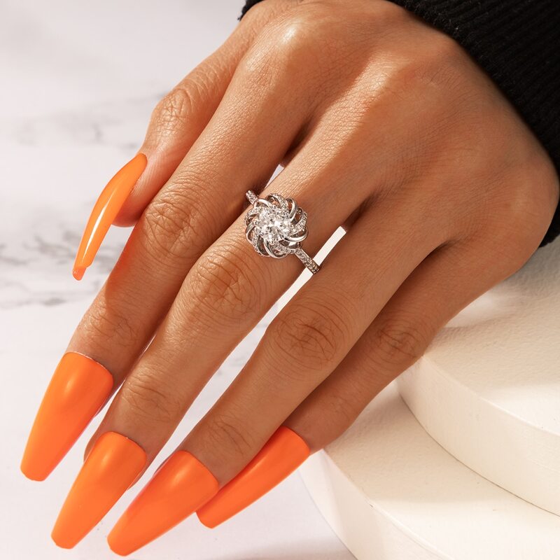 

1pc Rhinestone Ring, Silver