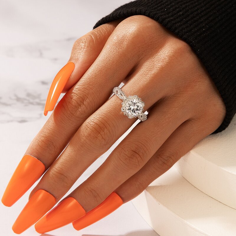 

1pc Rhinestone Ring, Silver