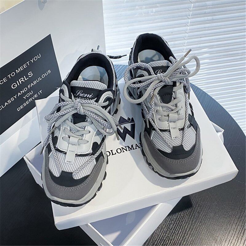

Mesh Panel Chunky Sneakers, Grey