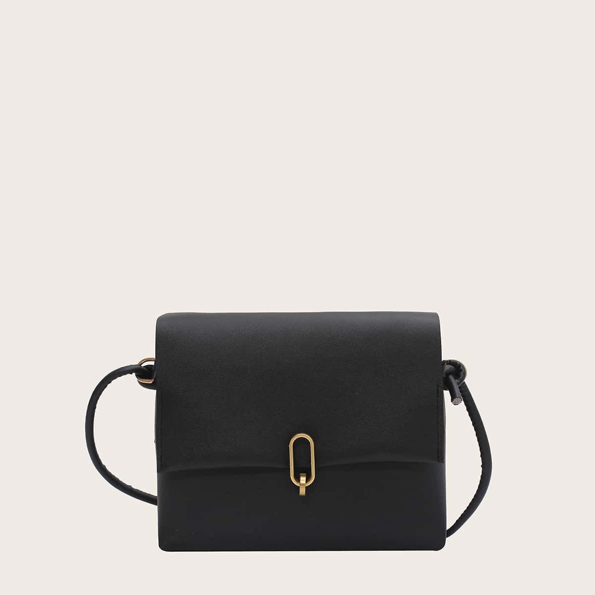 

Metal Lock Square Bag, Black