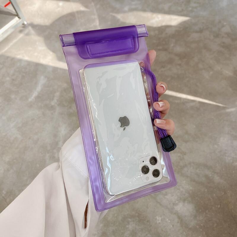 

1pc Clear Waterproof Phone Bag, Purple