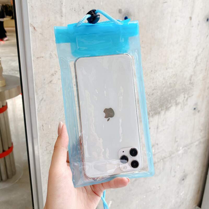 

1pc Clear Waterproof Phone Bag, Blue