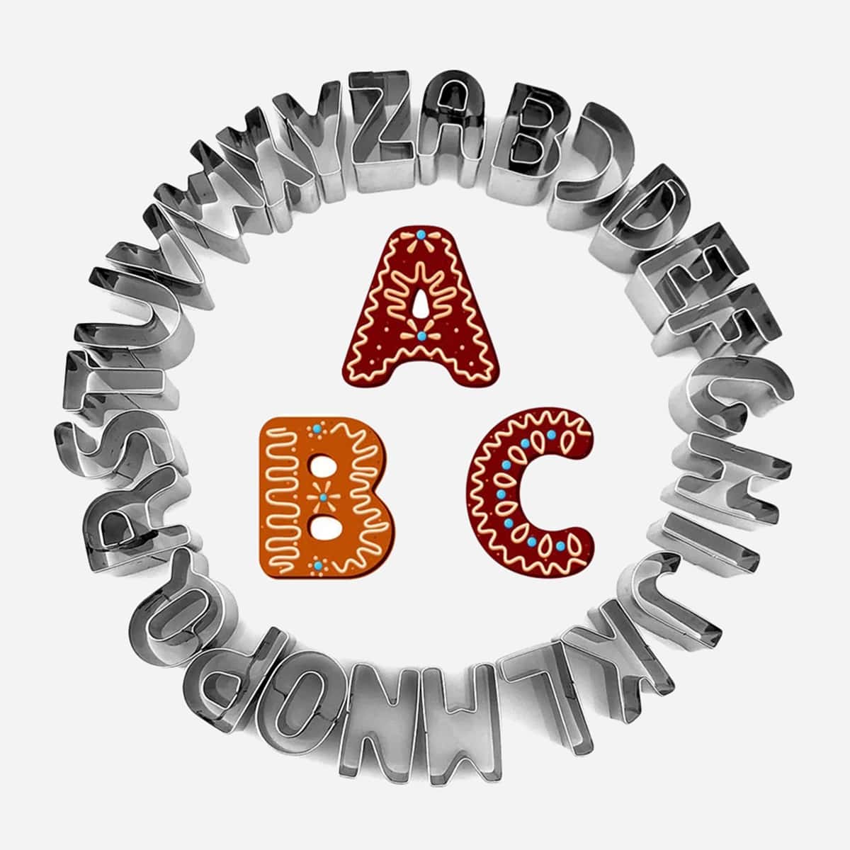 

26pcs Alphabet Shaped Biscuit Mold, Silver