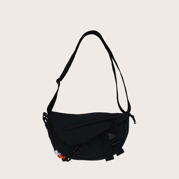 

Men Chain Decor Crossbody Bag, Black
