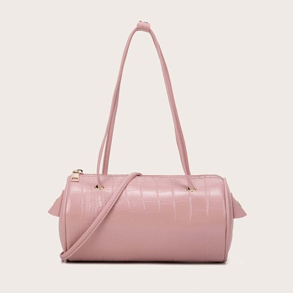 

Croc Embossed Baguette Bag, Baby pink