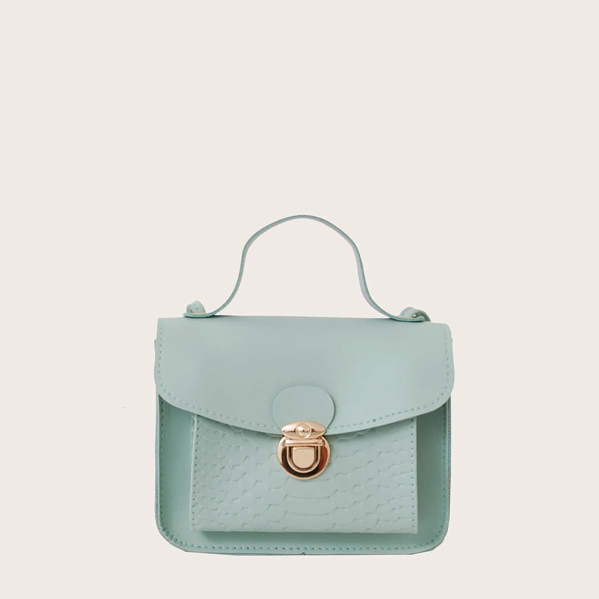 Push Lock Satchel Bag, Green