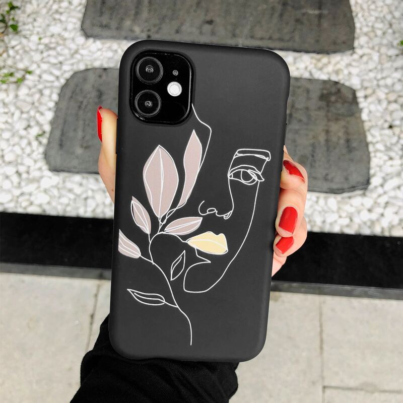 

Abstract Face Print Phone Case, Black