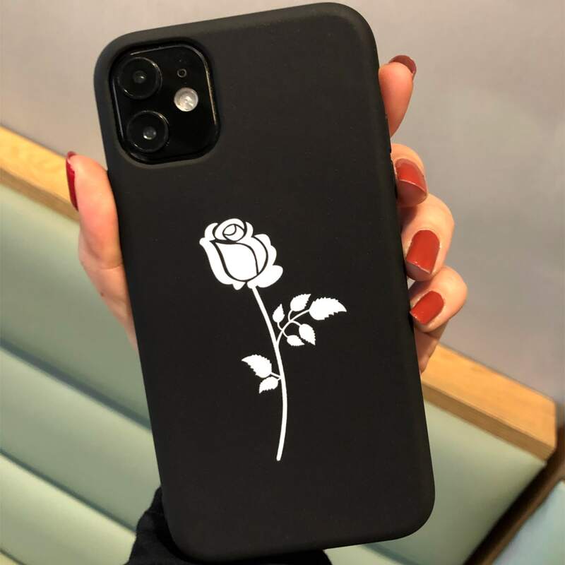 

Rose Print Phone Case, Black