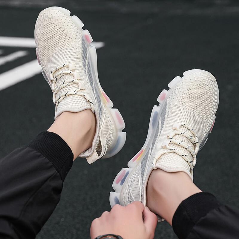 

Guys Lace-up Decor Sneakers, Beige