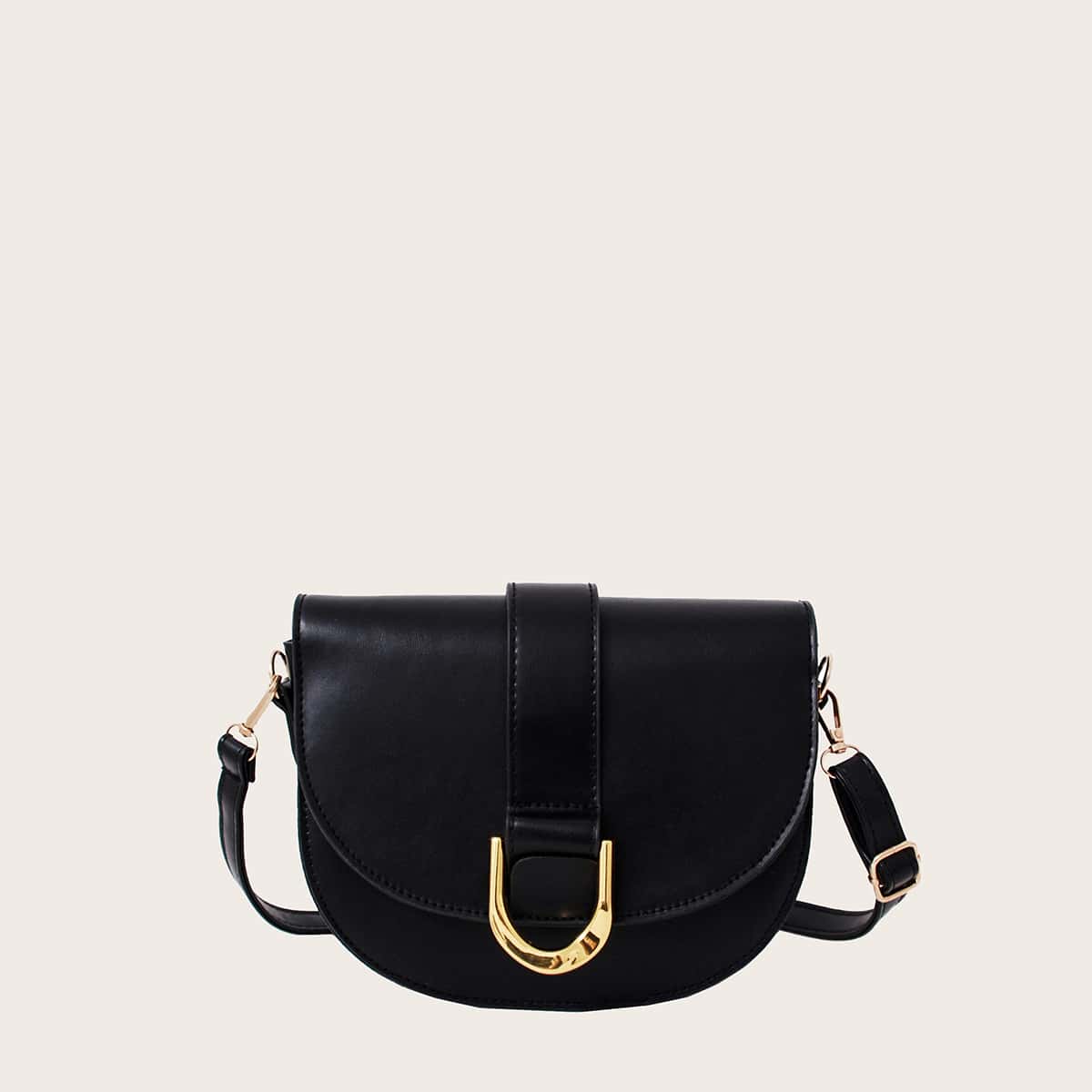 

Metal Decor Saddle Bag, Black