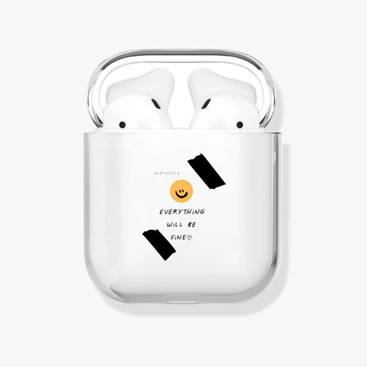 

Slogan Graphic Clear AirPods Case, Multicolor
