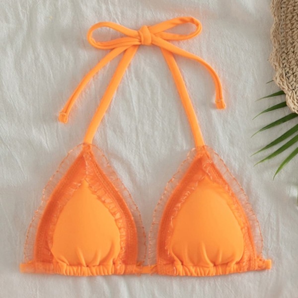 

Frill Trim Triangle Bikini Top, Orange