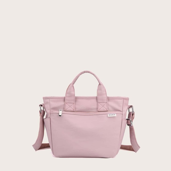 

Top Handle Nylon Tote Bag, Pink