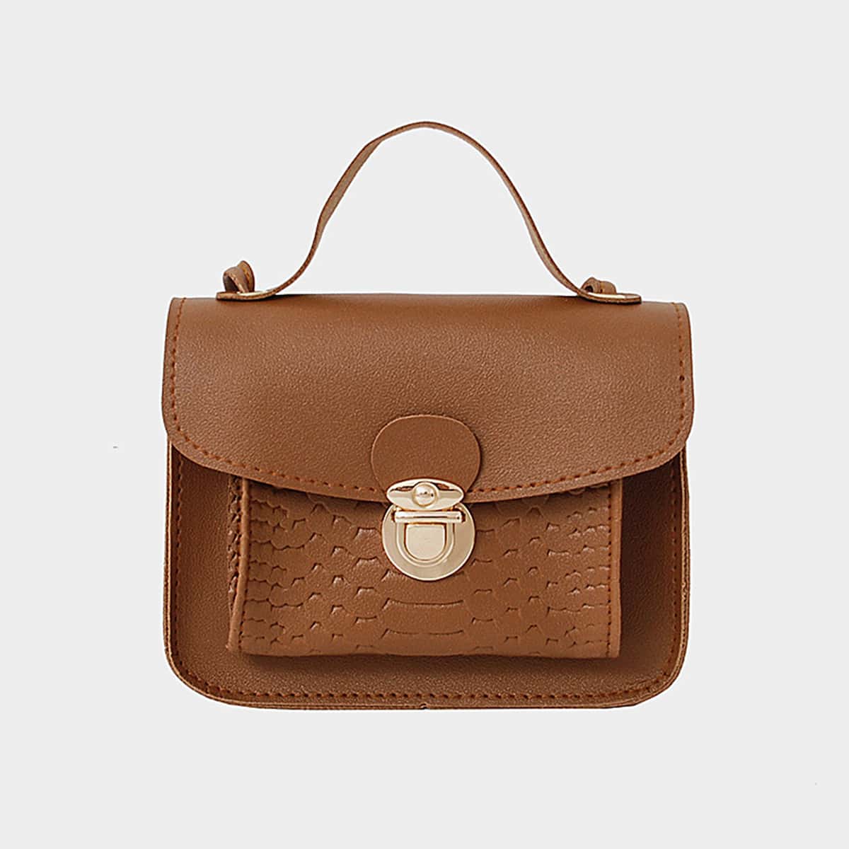 

Push Lock Satchel Bag, Brown
