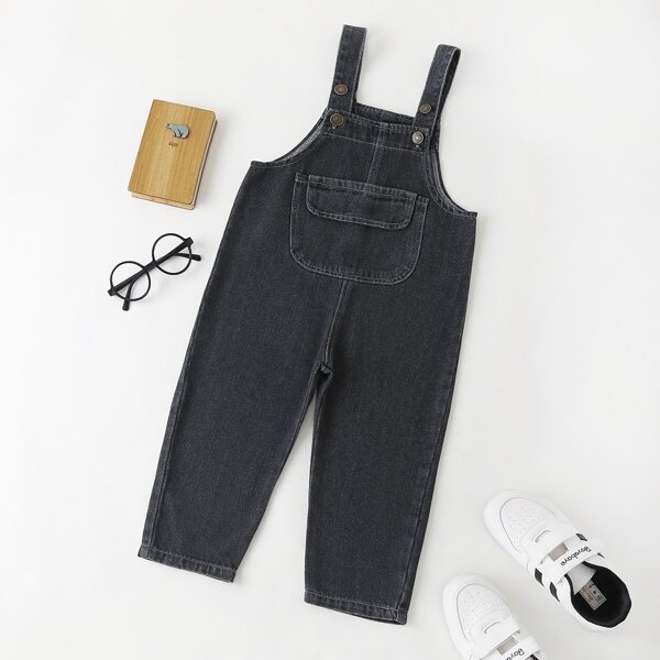 

Toddler Boys Pocket Front Denim Overall, Black