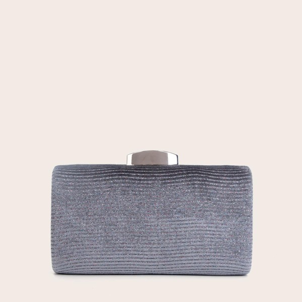 

Metallic Chain Box Bag, Grey
