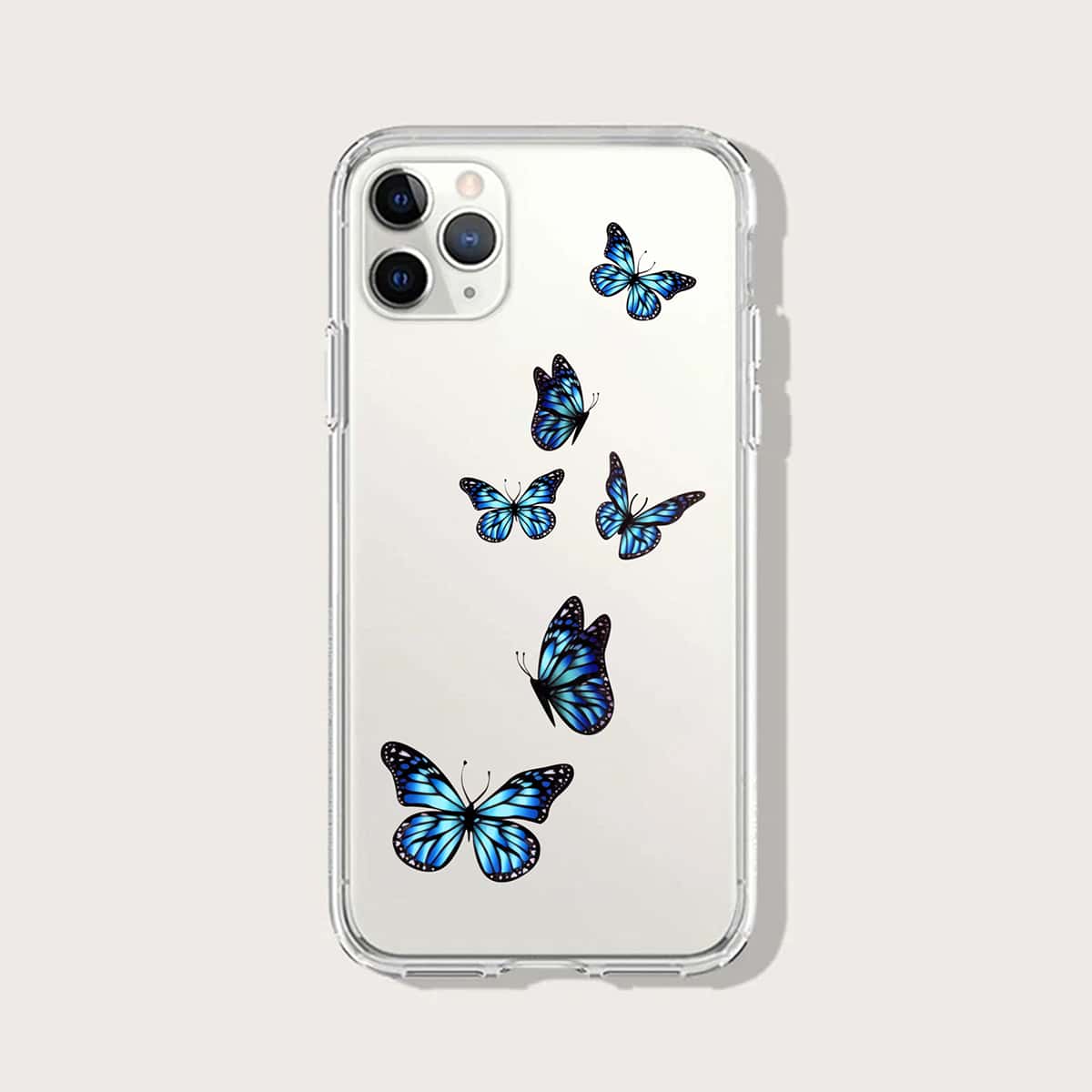 

Butterfly Print Phone Case, Clear