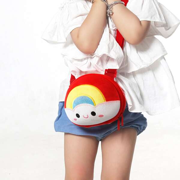 

Kids Cartoon Design Fluffy Crossbody Bag, Red
