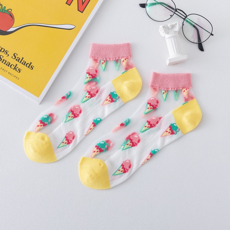 

Ice Cream Mesh Ankle Socks, Multicolor