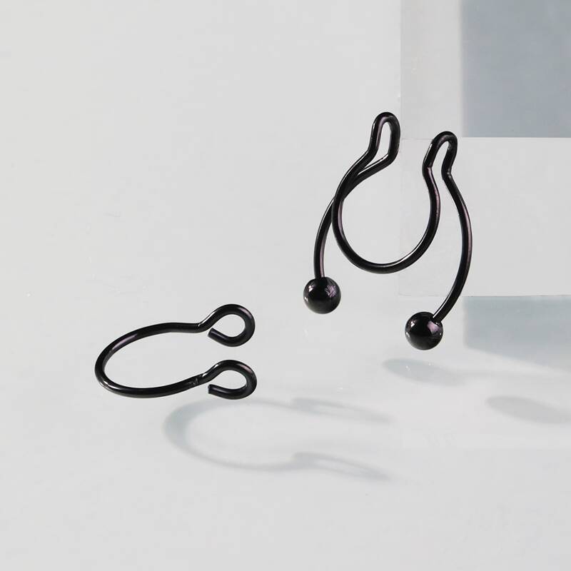 

2pcs Ball Nose Ring, Black