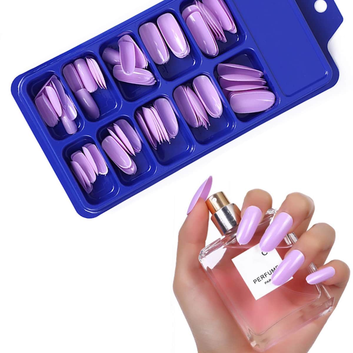 

100pcs Solid Fake Nail, Purple