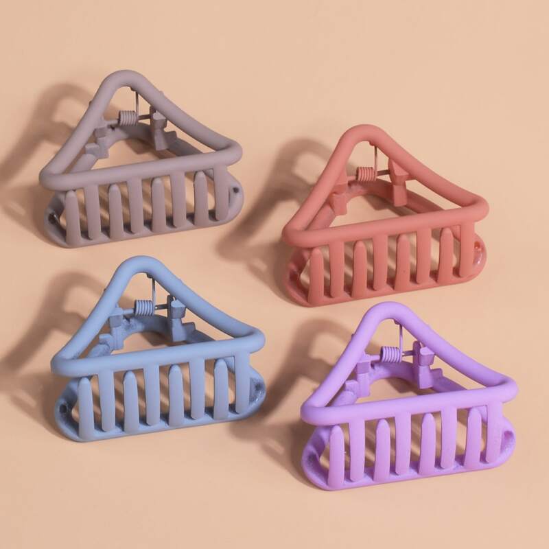 

4pcs Solid Triangle Hair Claw, Multicolor