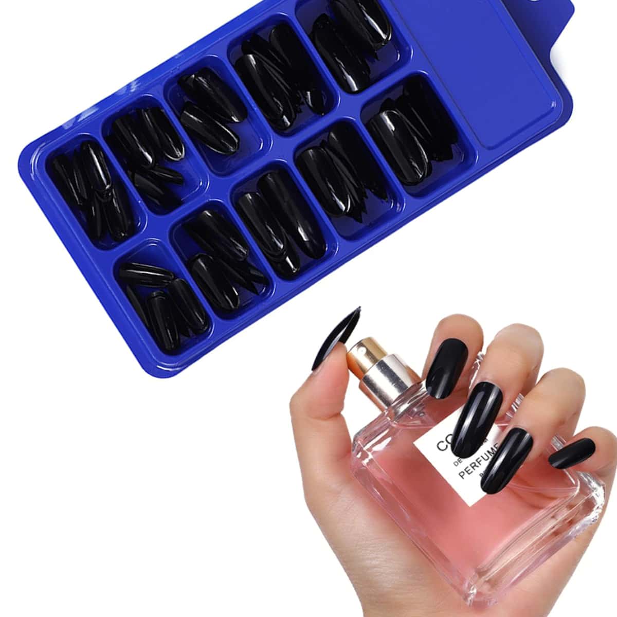 

100pcs Solid Fake Nail, Black