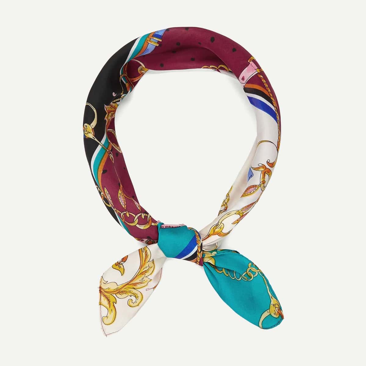 

Colorblock Chain Print Bandana, Multicolor