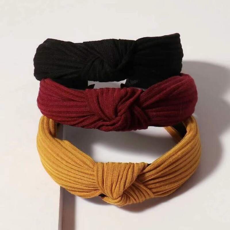 

3pcs Solid Knot Headband, Multicolor
