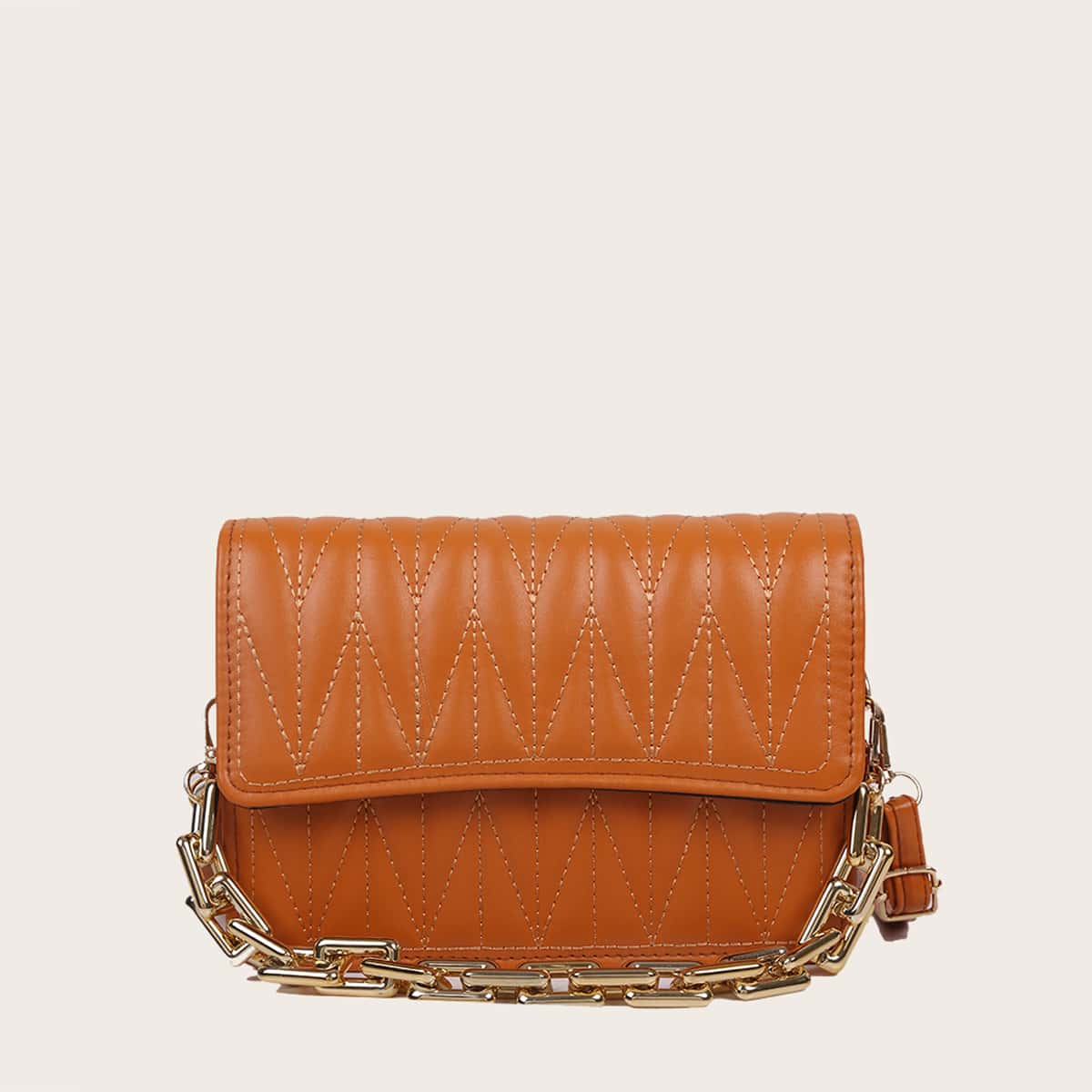

Quilted Chain Satchel Bag, Ginger
