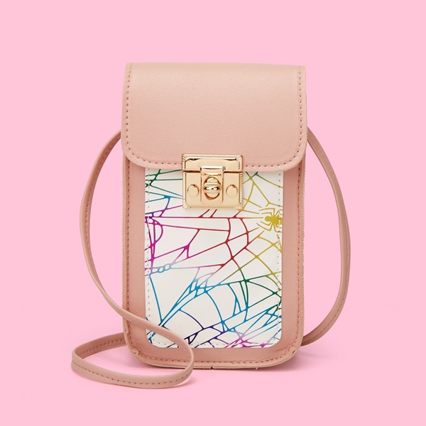 

Twist Lock Graphic Chain Bag, Dusty pink