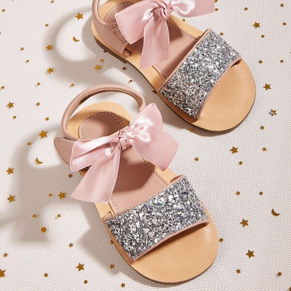 

Toddler Girls Bow & Glitter Decor Sandals, Pink