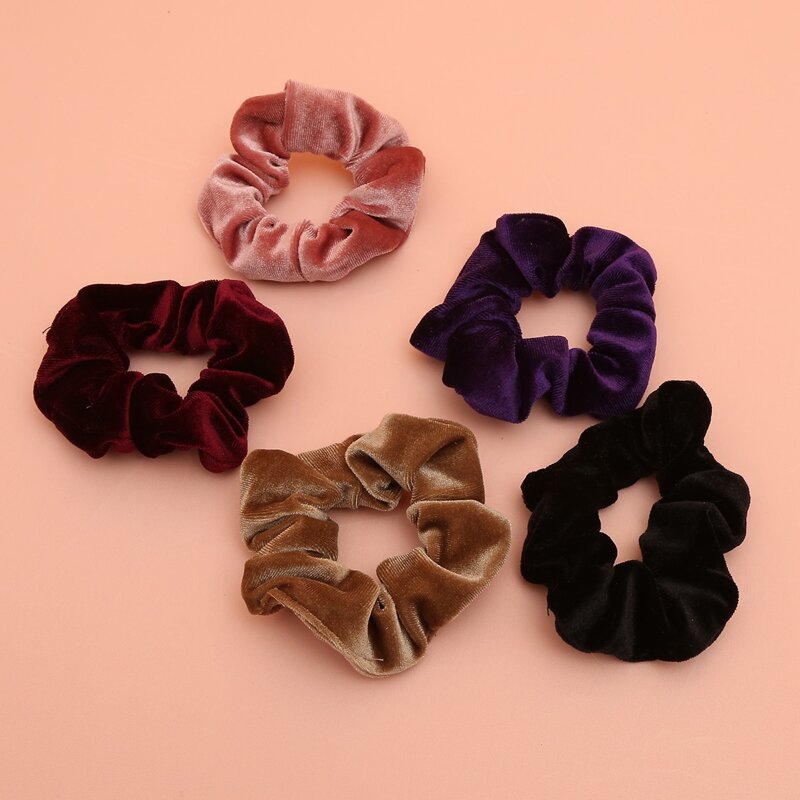 

5pcs Solid Scrunchie, Multicolor