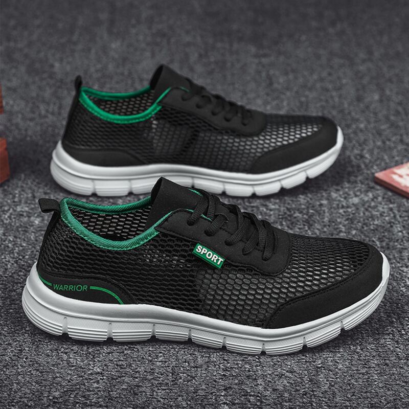 

Guys Lace-up Front Letter Graphic Mesh Running Shoes, Black