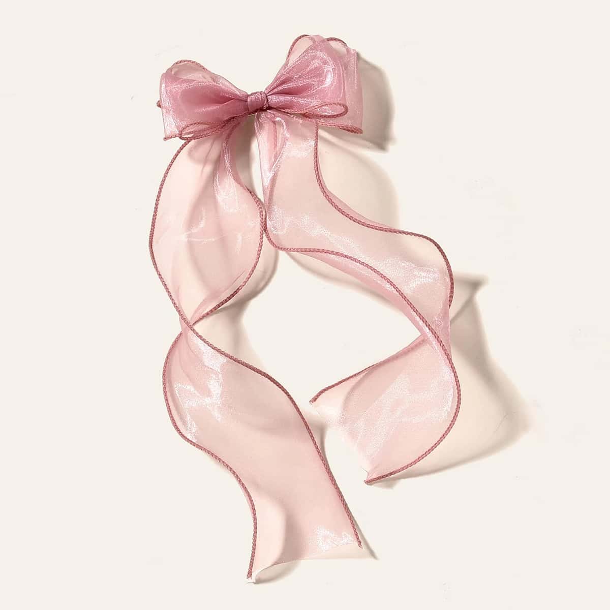 

1pc Mesh Bow Hair Clip, Dusty pink