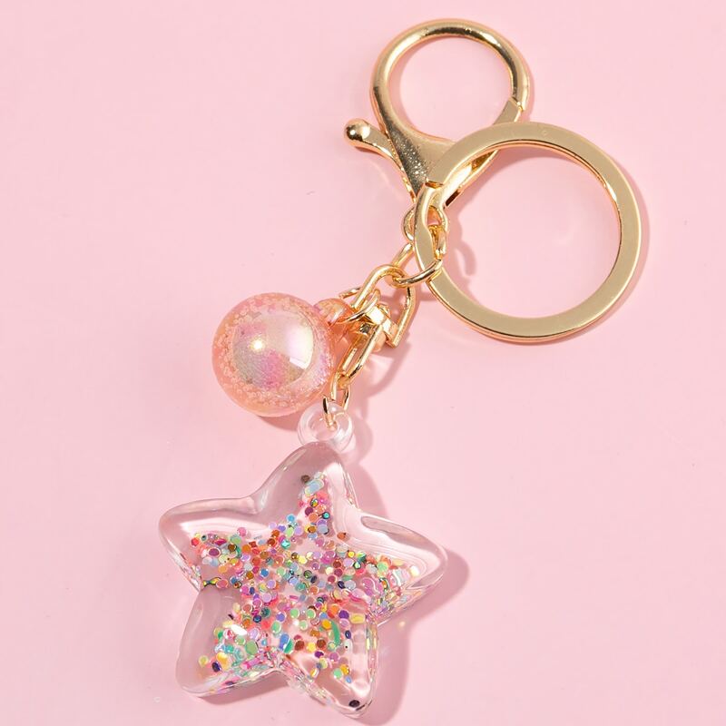 

Glitter Star Charm Keychain, Multicolor