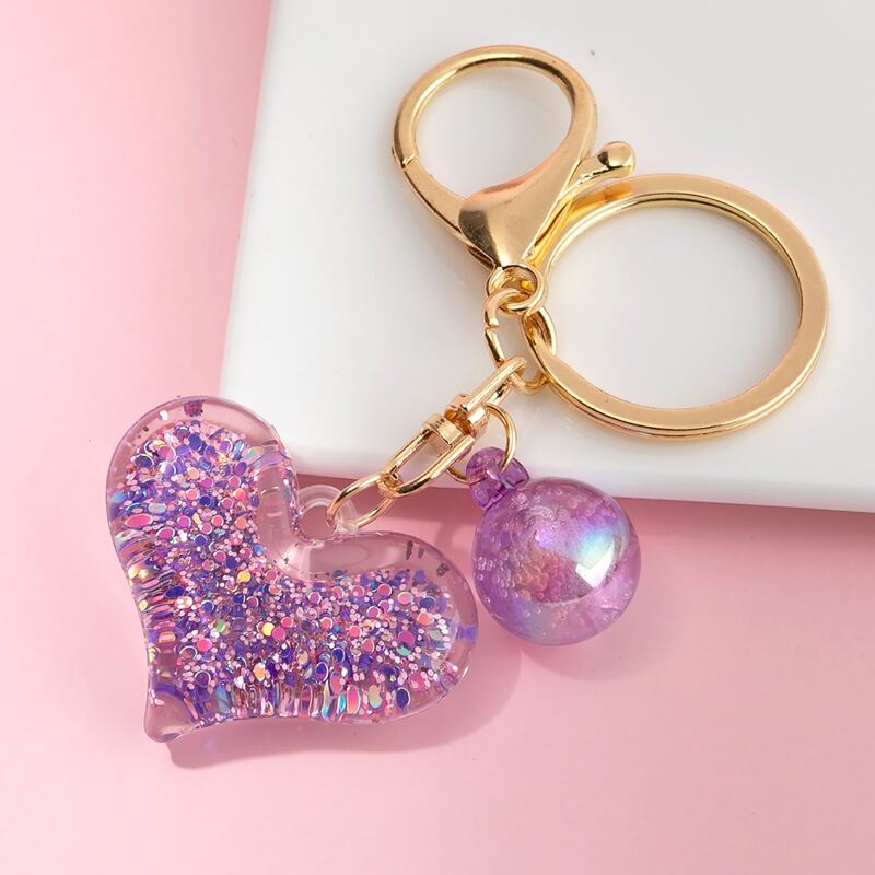 

Heart Design Keychain, Purple