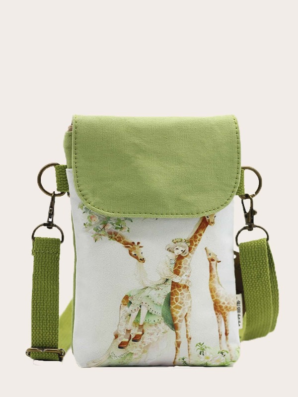 Figure & Animal Graphic Flap Crossbody Bag SHEIN USA
